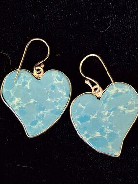 Mosaic Jasper Gemstone Handmade Drop Dangle Earrings  326 NWOT